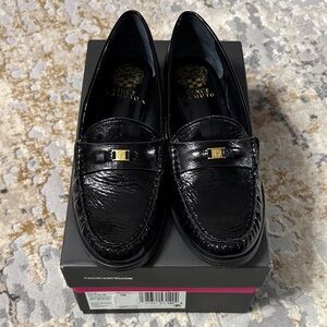 Vince Camuto Patent Black Leather Loafers